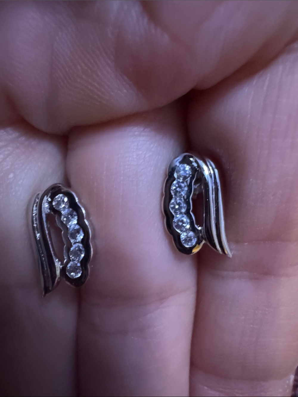 Sterling Silver Clear Crystal Wave Stud Earrings